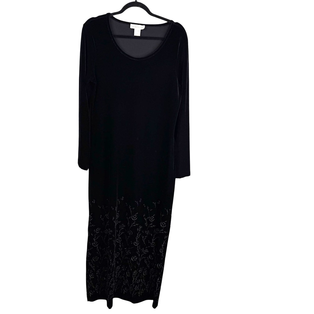Casual Corner Velvet Maxi  Whimsigoth Cocktail Holiday Dress Black Size M